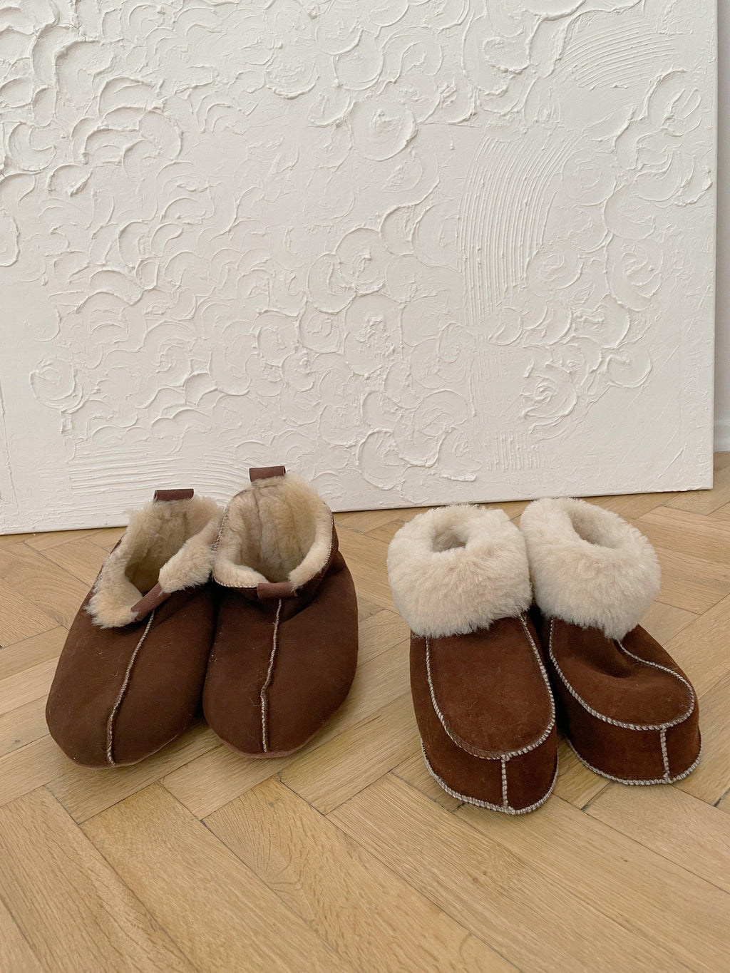 Buty z naturalnej owczej skóry - Brązowe