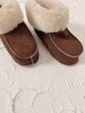 Buty z naturalnej owczej skóry - Brązowe