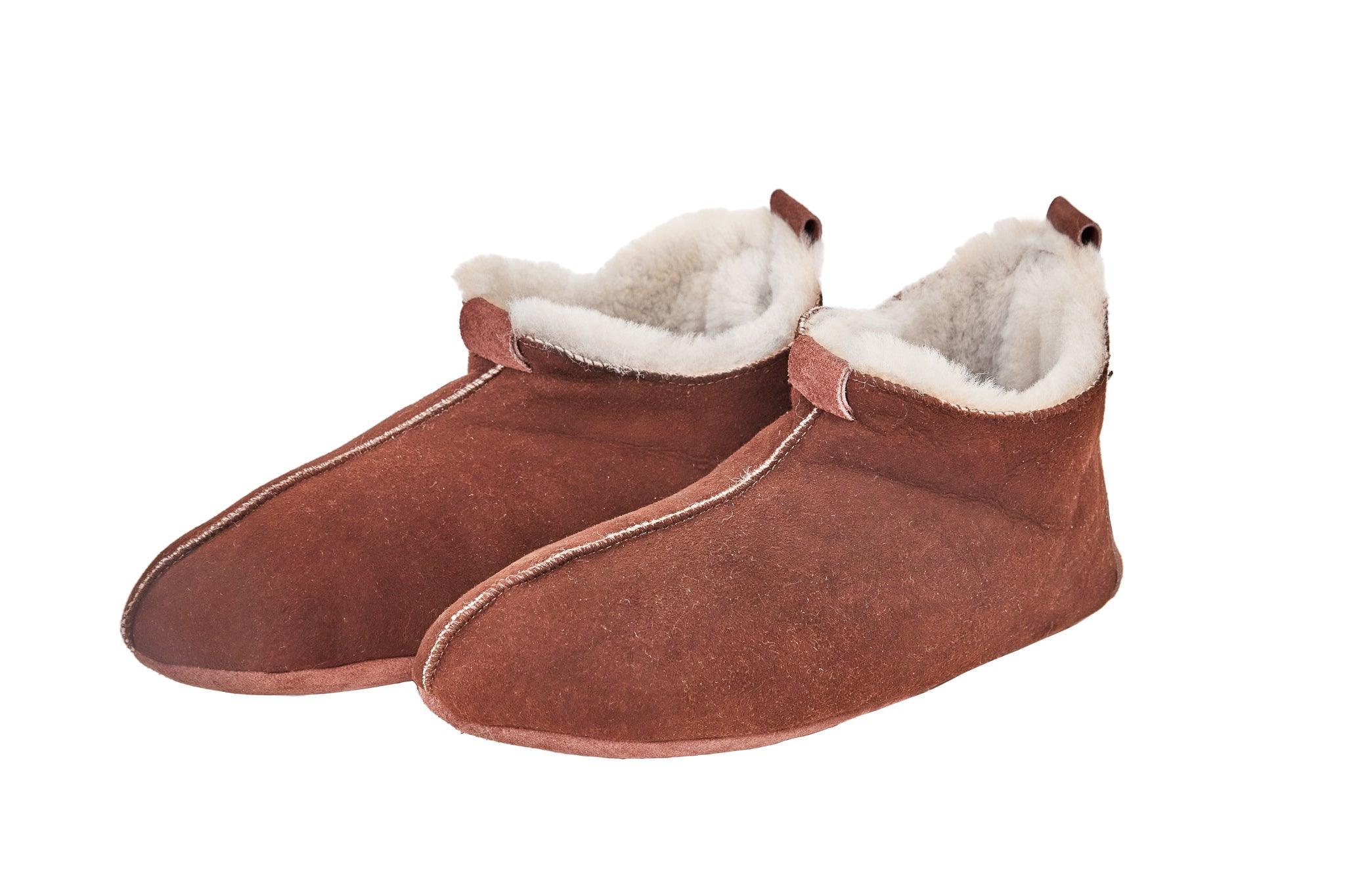 Buty z naturalnej owczej skóry - Brązowe